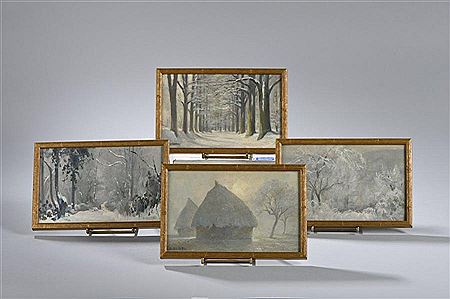 Snow Landscape. (4) by Raymond Quibel - Auction record, sale price, and art valuation. Compare with similar artists and explore comparable artworks.