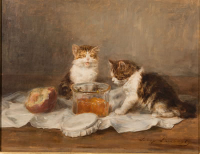 KITTENS WITH A JAR OF PEACH PRESERVE
