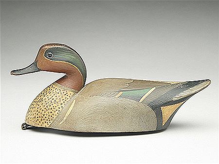 Hollow carved greenwing teal drake