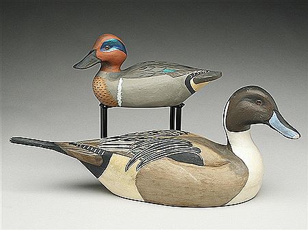 A pintail drake and greenwing teal drake. (2)