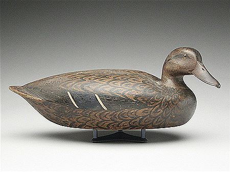 Oversize mallard hen carved from a Shang Wheeler pattern