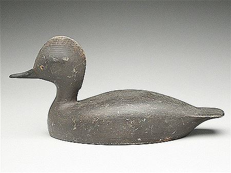 Very rare hollow carved hooded merganser hen