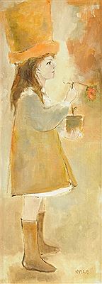 "Girl with Flowers" by Nylajo Harvey - Auction record, sale price, and art valuation. Compare with similar artists and explore comparable artworks.
