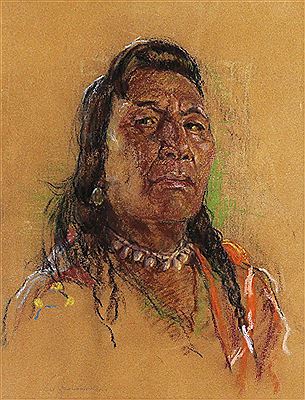 PORTRAIT OF AN INDIAN BRAVE by Nicholas De Grandmaison - Auction record, sale price, and art valuation. Compare with similar artists and explore comparable artworks.