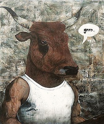 PORTRAIT OF ANGRY COW