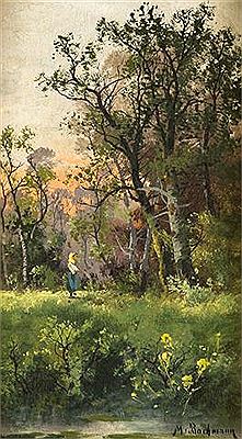 Summer glade with Staffage figure