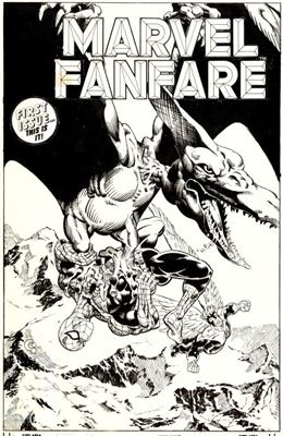 Michael Golden Marvel Fanfare #1 Spider-Man and the Angel Cover Original Art (Marvel, 1982)