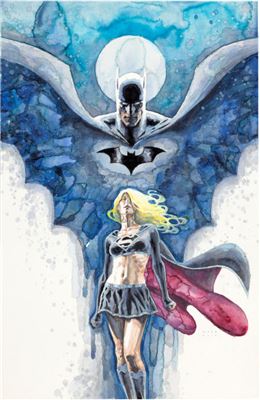 David Mack Justice League of America V2#52 Variant Cover Painting Batman and Supergirl Original Art (DC, 2010)