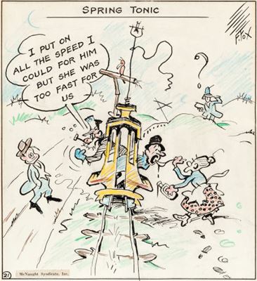 Fontaine Fox Toonerville Folks Daily Comic Strip Original Art (McNaught Syndicate, c. 1950-60s)
