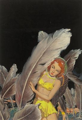 "Blood Land, Dynamic Science Fiction pulp magazine cover"