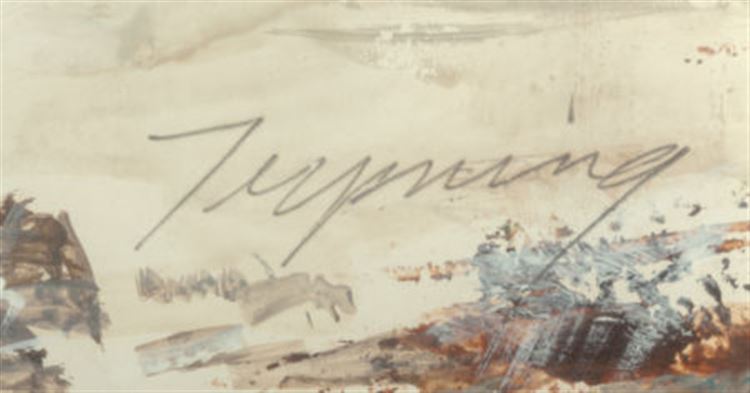 "The Plains, A Boy, A Summer Day, Readers Digest interior illustration" - auctioned 04/26/2016 - Howard A Terpning signature example for authentication verification from auction lot 4075322