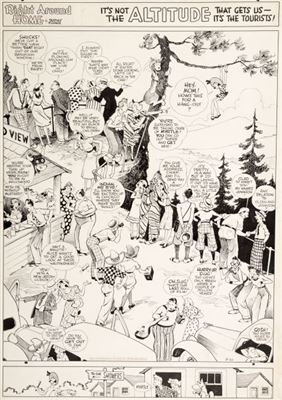 Dudley Fisher Right Around Home Sunday Comic Strip Original Art dated 8-20-39 (King Features Syndicate, 1939)