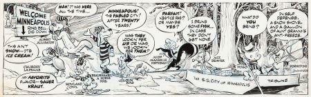 Walt Kelly Pogo Welcome to Minneapolis Comic Illustration Original Art (1969)