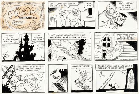 Dik Browne Hagar the Horrible Sunday Comic Strip Original Art dated 3-14-76 (King Features Syndicate, 1976)
