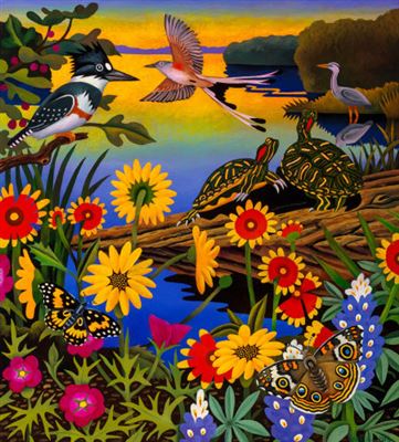 Sample artwork by Billy Hassell (Born 1956), known for whimsical creature paintings-abstract patterns, birds, lithographs - View similar artists and auction records
