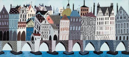 The Truth About Mother Goose London Bridge Concept Art (Walt Disney, 1957)