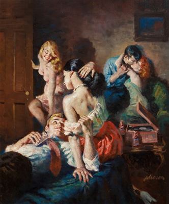 Sample artwork by Raymond Johnson (Born 1915), known for illustration-book - View similar artists and auction records