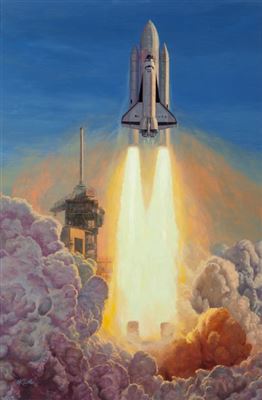 "Launch of the Space Shuttle Columbia, April 12, 1981, 7:00:10 EST from John F. Kennedy Space Center, Florida"