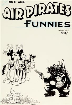 Gary Hallgren Air Pirates Funnies #2 Cover and Color Separations Original Art Group (Hell Comics, 1971)