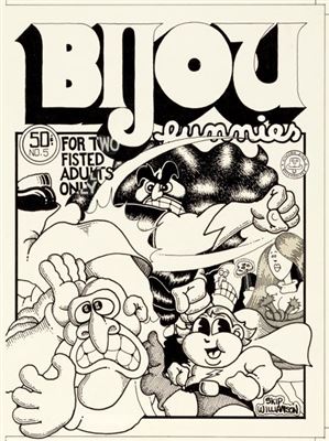 Skip Williamson Bijou Funnies #5 Cover Original Art (Kitchen Sink, 1970) by Skip (Mervyn) Williamson - Auction record, sale price, and art valuation. Compare with similar artists and explore comparable artworks.
