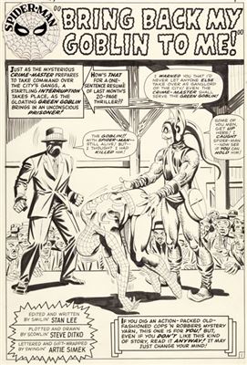 Steve Ditko Amazing Spider-Man #27 Splash Page 1 Original Art (Marvel, 1965)