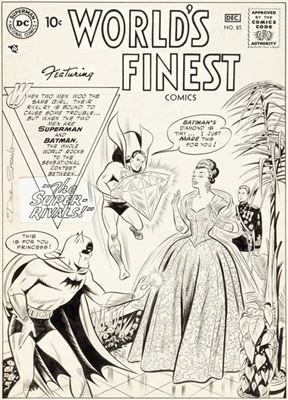 Dick Sprang and Stan Kaye World's Finest #85 Cover Superman and Batman Original Art (DC, 1956)
