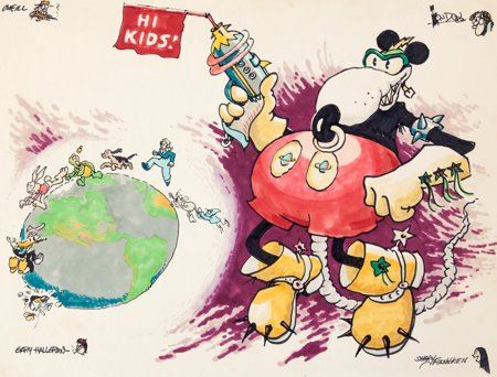 Dan O'Neill, Gary Hallgren, Bobby London, and Shary Flenniken - Air Pirates Jam Page Illustration Original Art (Air Pirates, c. 1971)
