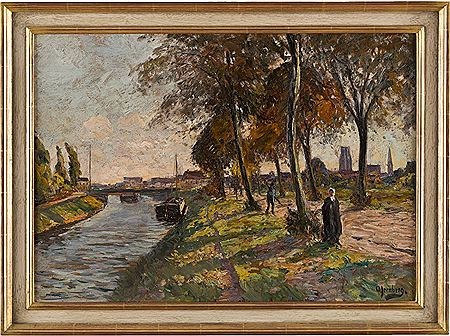 Ein sonniger Herbsttag an der holländischen Gracht