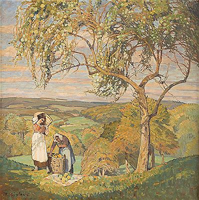 Sample artwork by Martin Nicolaus (1870 - 1945), known for romantic rural landscape scenes with figure painting, graphics - View similar artists and auction records