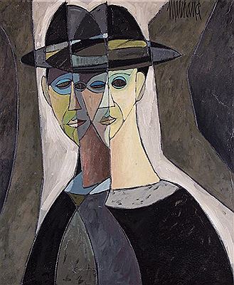 Double Portrait of Man in Hat