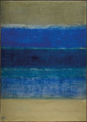 Abstrakte Komposition in Blau und Grau