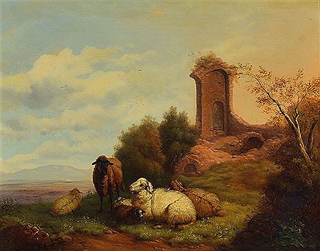 Sheep in a ruined landscape