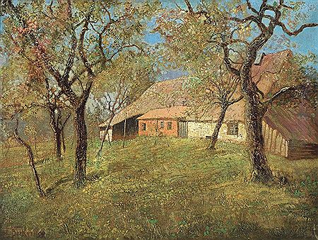 Bauernhaus hinter blühenden Bäumen by Eugen Burkert - Auction record, sale price, and art valuation. Compare with similar artists and explore comparable artworks.