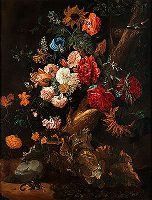 FLOWER PIECE WITH FROG AND SNAKE by Ernst Stuven - Auction record, sale price, and art valuation. Compare with similar artists and explore comparable artworks.