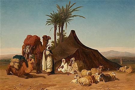 La halte de la caravane (orientaliste).