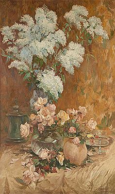 Composition aux roses et lilas
