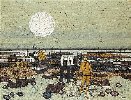 Cycliste devant le port