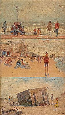 Scènes de plage (3) by Benoni Gheynst - Auction record, sale price, and art valuation. Compare with similar artists and explore comparable artworks.