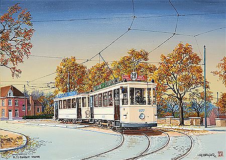 Tram sur la place Saint Lambert à Woluwé.