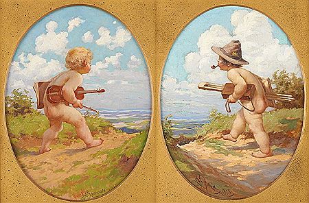 "Amor musicus" en "Amor schilder". by Antonin Brunner - Auction record, sale price, and art valuation. Compare with similar artists and explore comparable artworks.