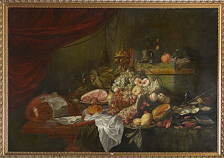 "Nature morte aux fruits, aux fruits de mer et aux instruments de musique"