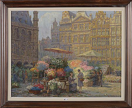 "Marché aux fleurs animé sur la Grand’Place de Bruxelles"
