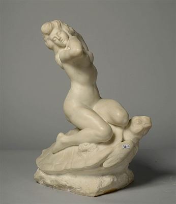 "Baigneuse chevauchant une tortue"