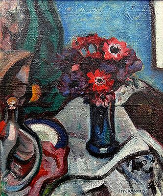Flowers in a Blue Vase