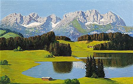 The Schwarzsee at Kitzbühel with view on the Wild Kaiser