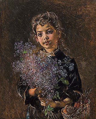 Girl with a bouquet of lilacs, bet. 1873-1876
