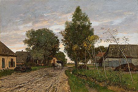 Village road with horse and cart, c. 1891