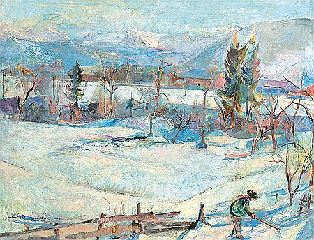 Snow landscape in Labientschach, 1938-40 by Anton Mahringer - Auction record, sale price, and art valuation. Compare with similar artists and explore comparable artworks.