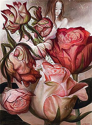 "Oksana durch die Blumen gemalt", 2016