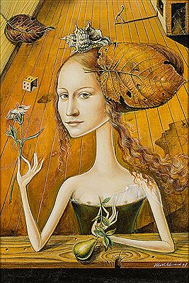 "Bildnis mit Laub" (Portrait with foliage), 1973